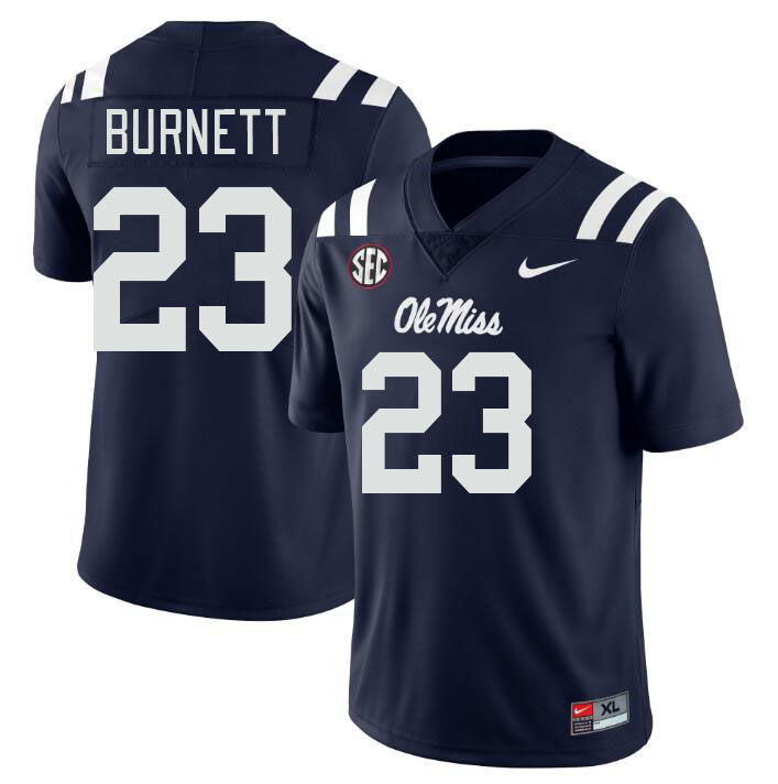Ole Miss Rebels #23 Drew Burnett College Football Jerseys Stitched Sale-Navy